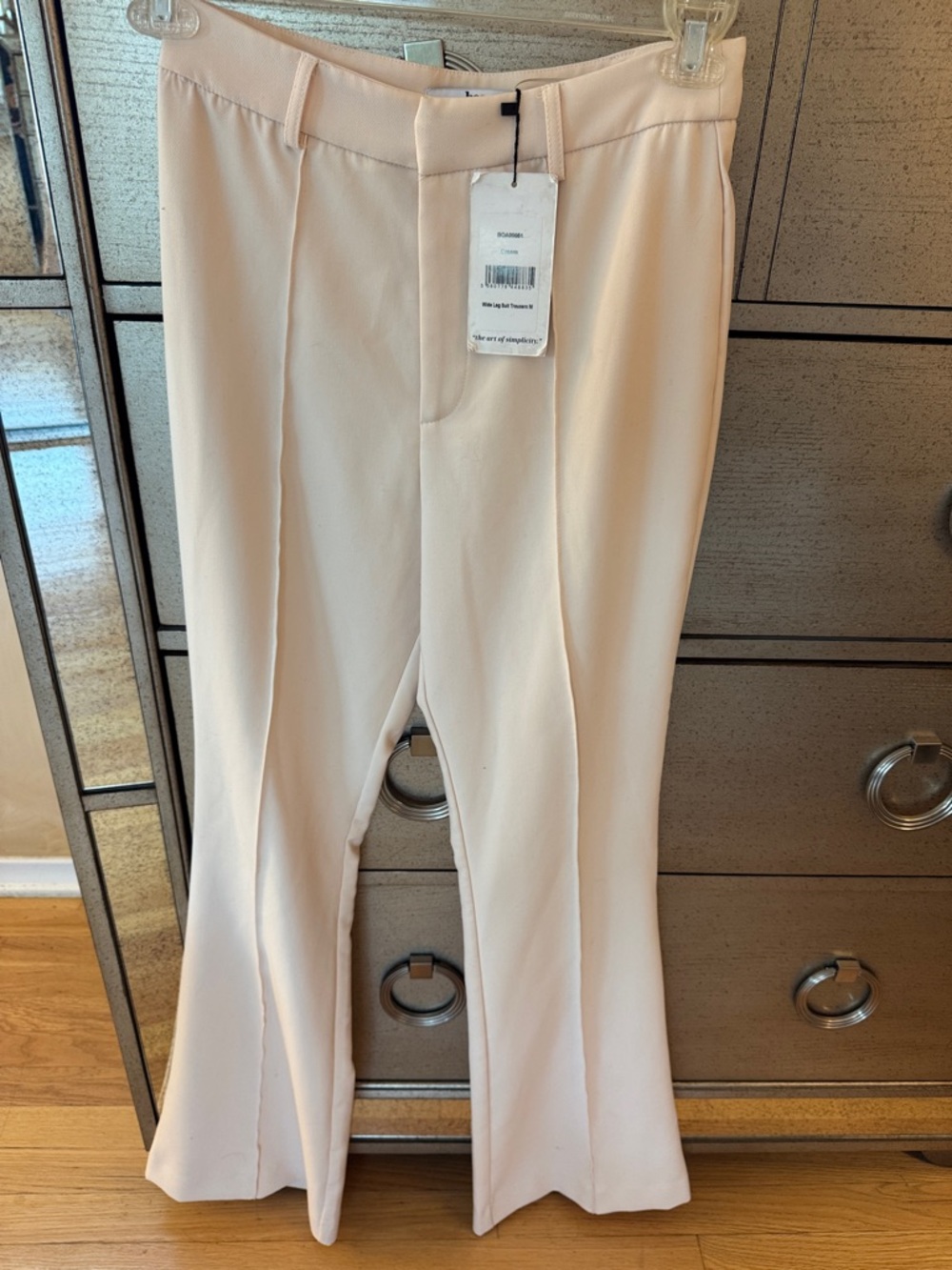 BOA Cream Wide-Leg Trousers with Front Crease
